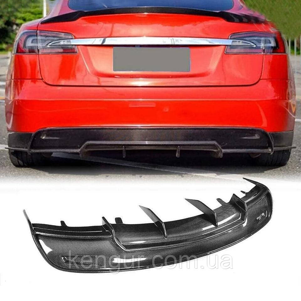 Дифузор заднього бампера V2 (2012-2016, Карбон) для Tesla Model S 2012- рр, фото 1