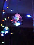 Гірлянда штора світлодіодні кульки 3* 0,9м 12 предметів мультиколор 220В, фото 2