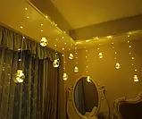 Гірлянда штора світлодіодні кульки 3* 0,9м 12 предметів теплий білий 220В, фото 5