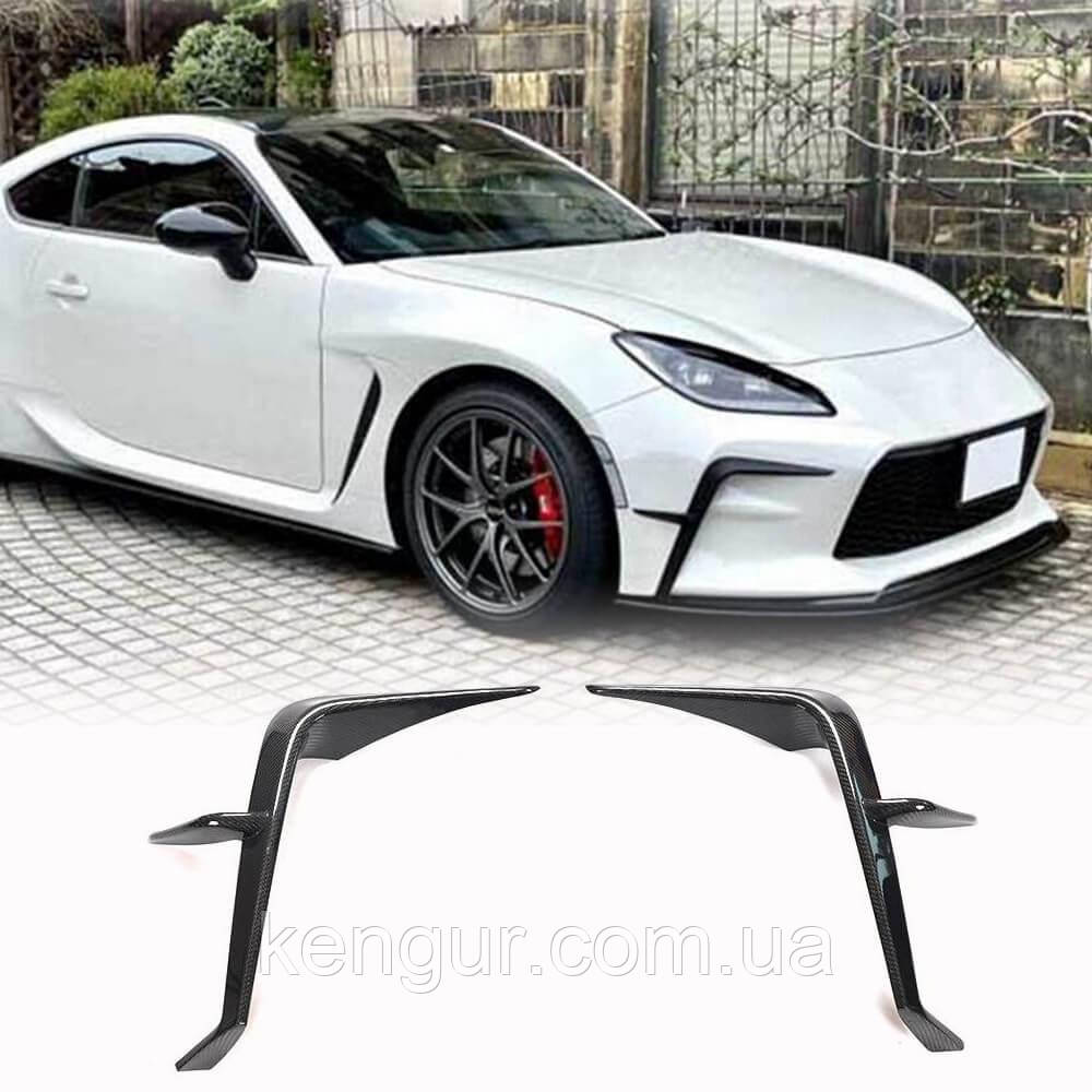 Накладки на передній бампер (Карбон) для Subaru BRZ 2021- рр, фото 1