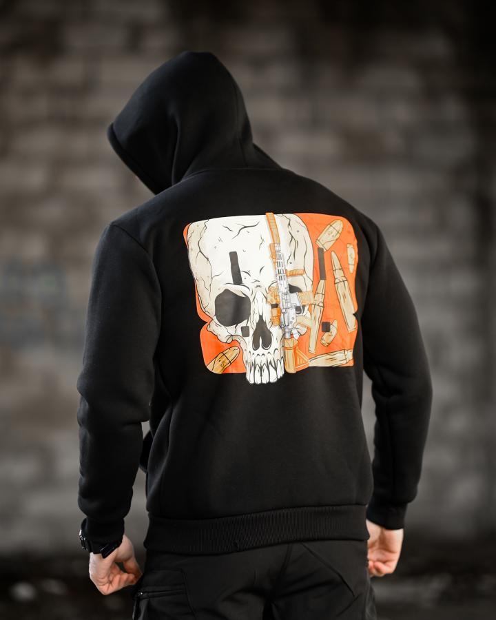 Худі мілітарі з принтом GENESIS Gun чорне на флісі польовий ПП8222 ТМ, фото 1