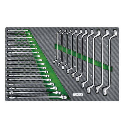 Набір ключів комбінованих і накидних 6-27мм 28ед. (в ложементі) GED2813 TOPTUL, фото 1
