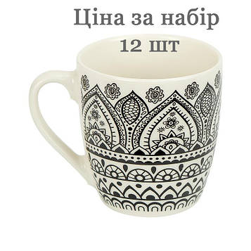 Чашка філіжанка фаянс 200 мл для чаю, кави, капучино, лате Набір чашок 12 штук (№-48)