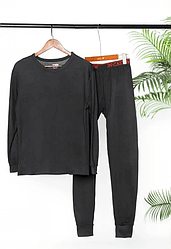 Чоловічий термокостюм кофта та штани чорний (батал) Марка "CASTOM" Арт.990