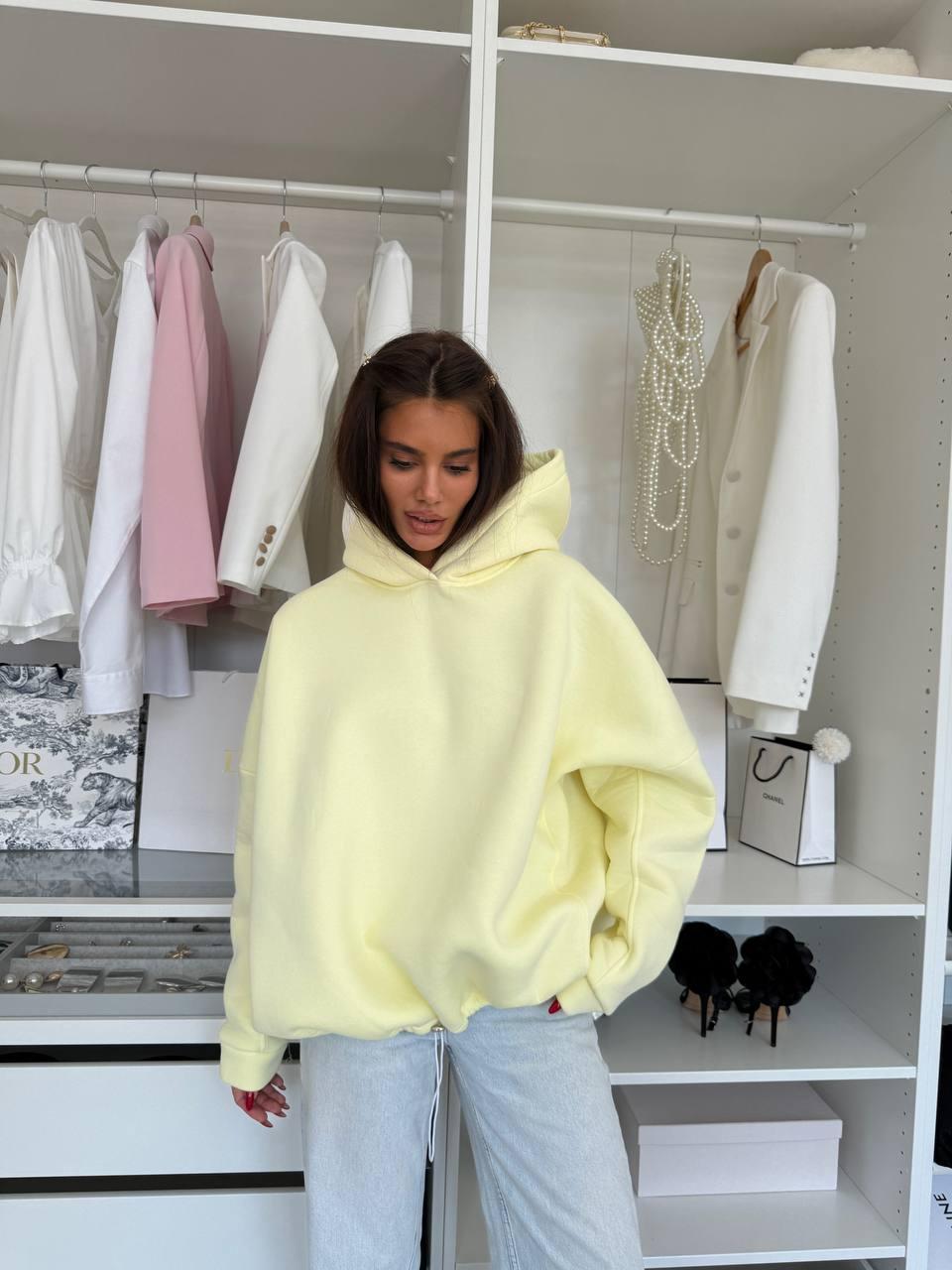 Худі жіноче утеплене Модель: 1557-315 Колір: пильна троянда, хакі, молочний, меланж, чорний, ніжно-жовтий, фото 1