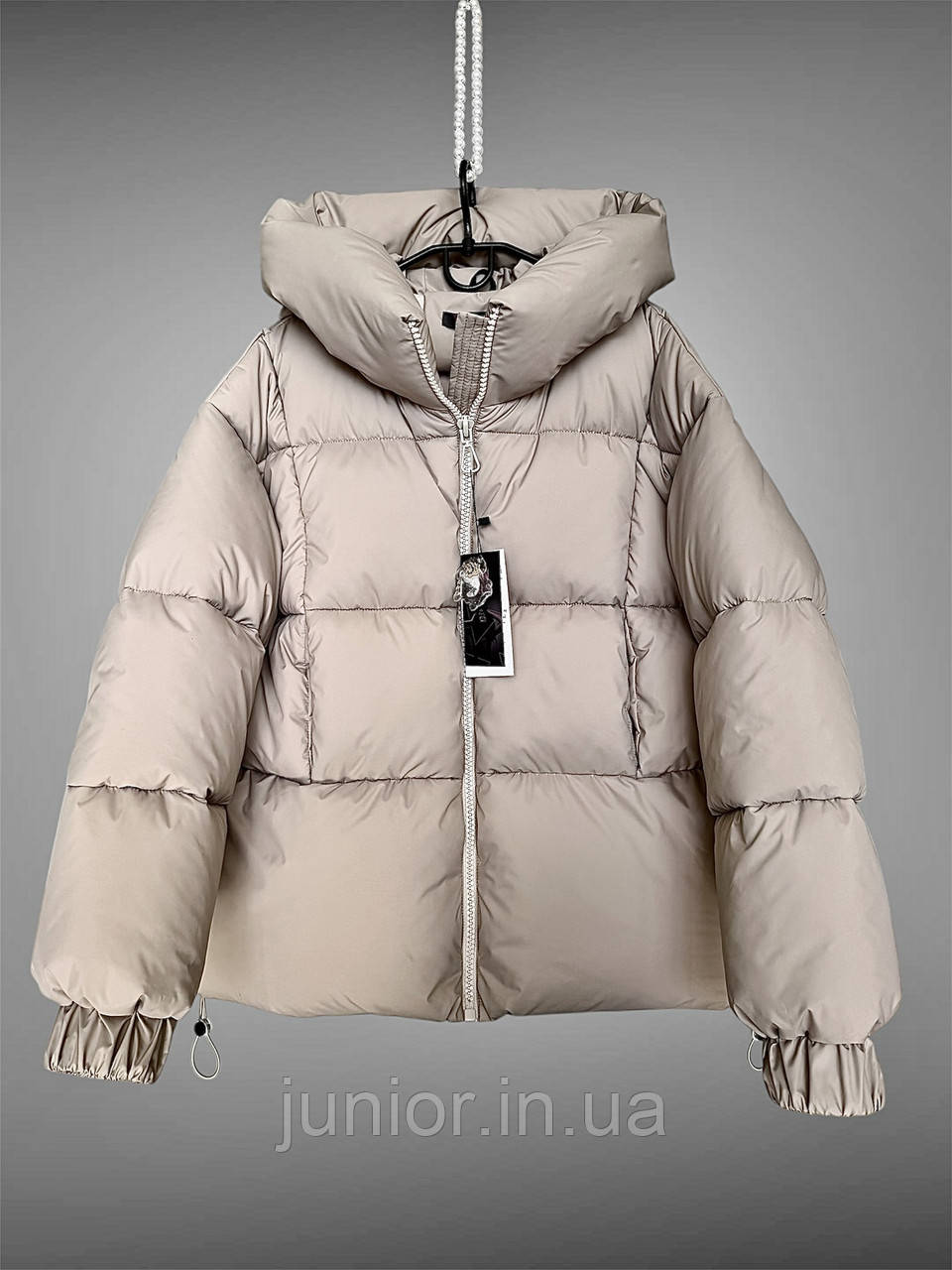 Зимова куртка-пуховик ПУФЕР для дівчат (152-164р) Бежева, фото 1