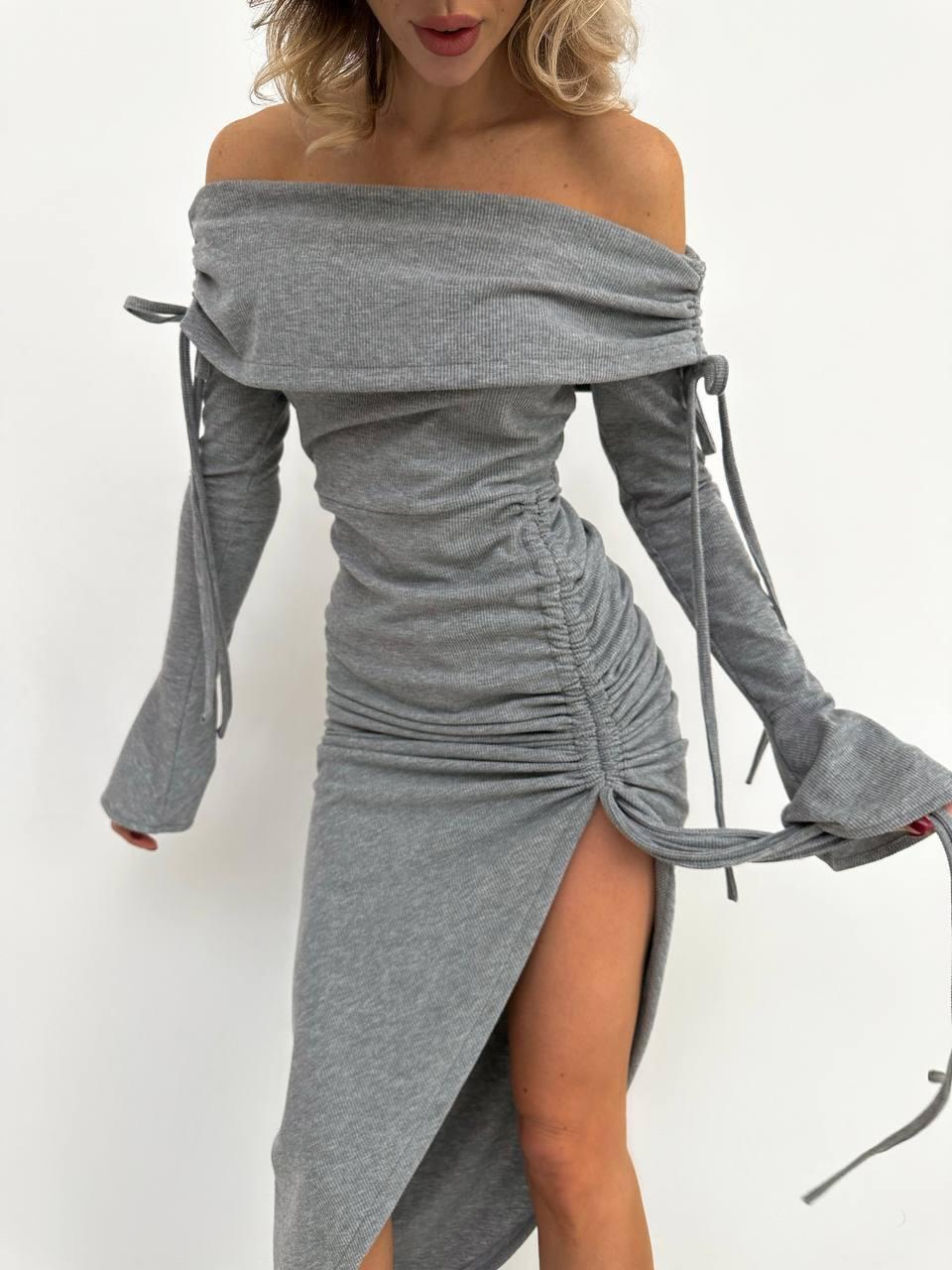 Сукня жіноча з завʼязками Модель: 1557-261 Колір: сірий, чорний, фото 1