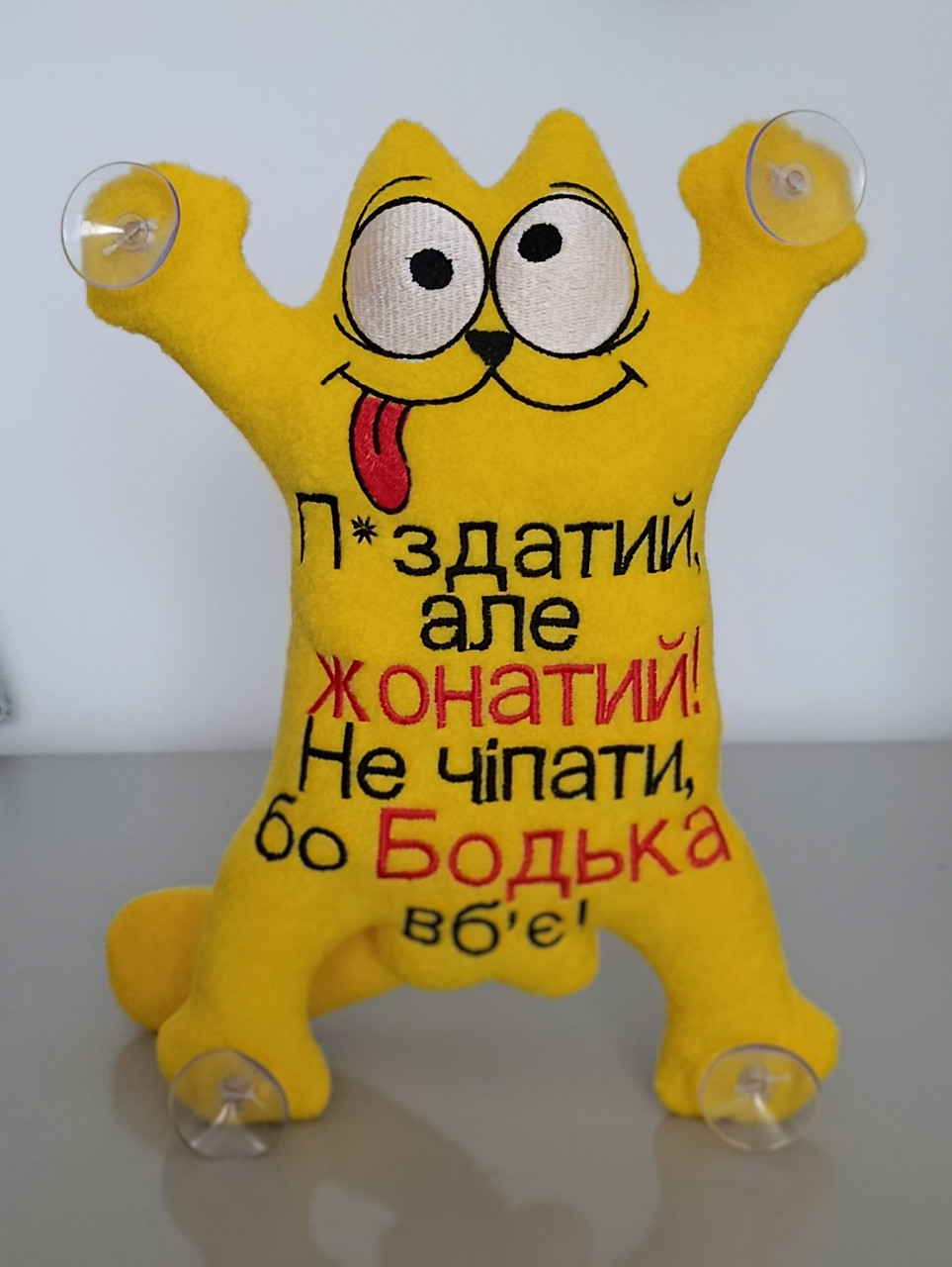 Іграшка кіт Саймон, Гарфілд, з язиком або киця з губками на присосках на скло автомобіля, фото 1