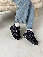 Чорні замшеві чоловічі кросівки Nike Air More Uptempo Демісезонні кросівки Найк Аптемп