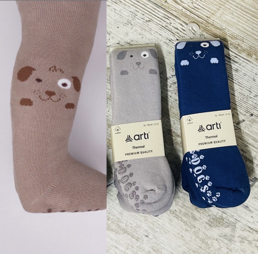 Махрові колготки для хлопчиків із принтом із гальмами Leonar, фото 1