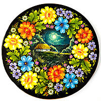 Картина панно Петриківський розпис ЛІТНЯ НІЧ ручної роботи з дерева Український сувенір