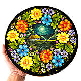 Картина панно Петриківський розпис ЛІТНЯ НІЧ ручної роботи з дерева Український сувенір, фото 3