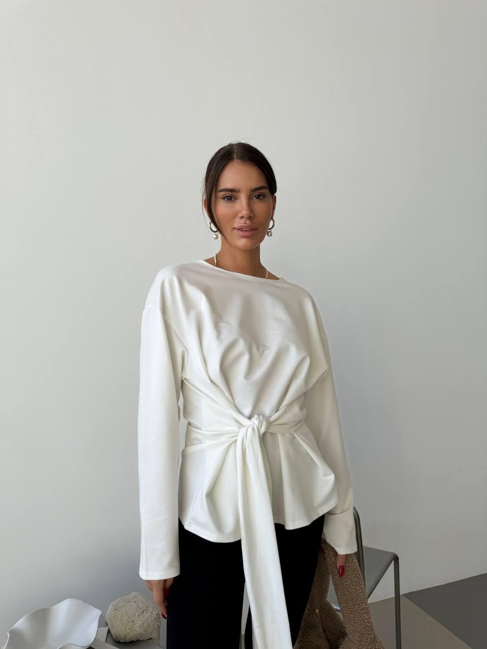 Світшот жіночий з завʼязками Модель: 1557-380 Колір: чорний, білий, фото 1