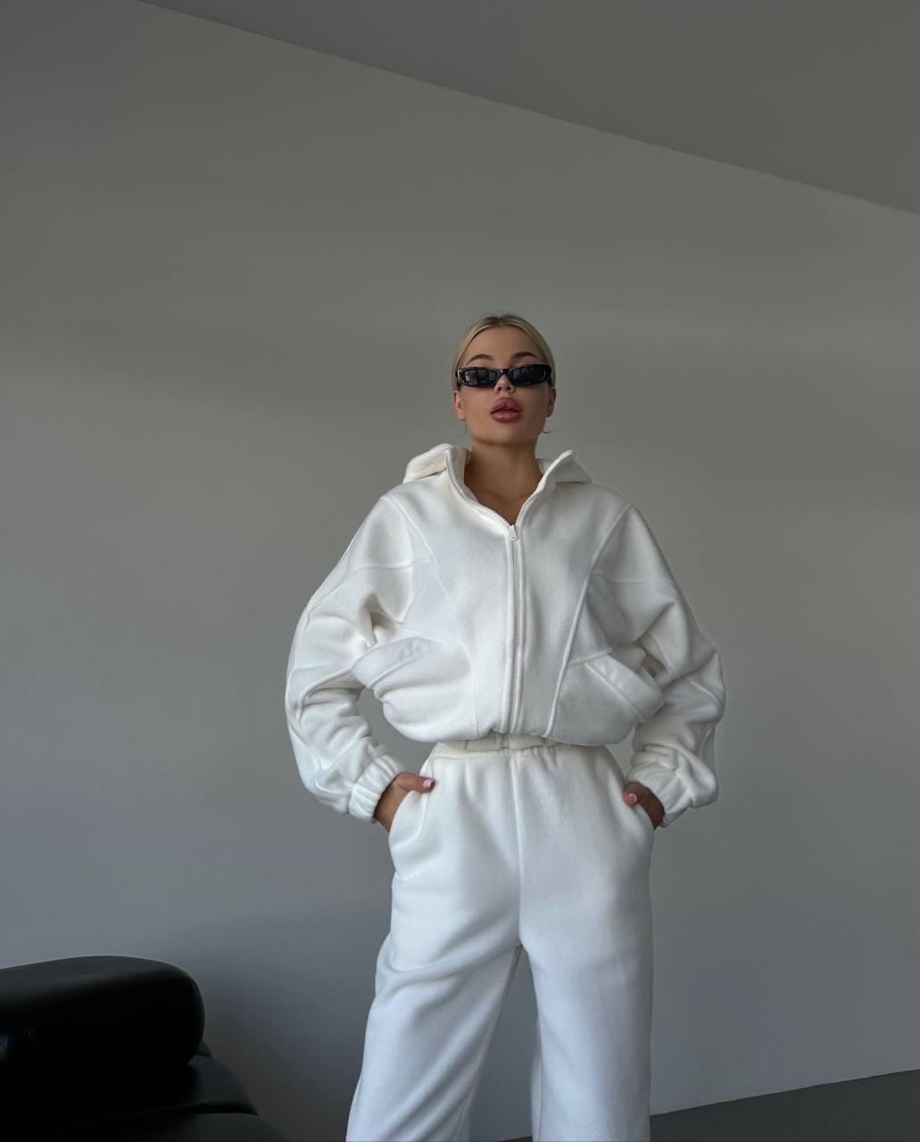 Костюм жіночий теплий з подвійним капюшоном Модель: 1557-313 Колір: блакитний, чорний, білий, беж, бордо, фото 1