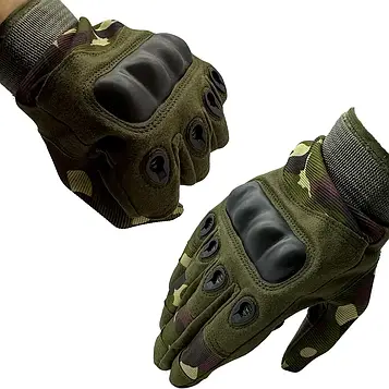 Повнопалі тактичні рукавички із захистом кісточок мультикам KT7000406 PeremogaUA