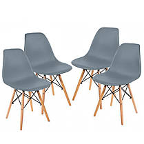 Стілець кухонний зі спинкою Bonro B-173 FULL KD сірий набір 4 шт на ніжках, пластикове сидіння для кухні, дому, їдальні, фото 2