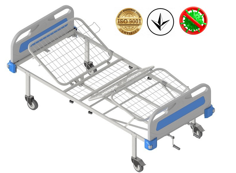 Ліжко медичне функціональне АТОН КФ-4-МП-БП-К125 з пластиковими бильцями і колесами 125 мм, фото 1