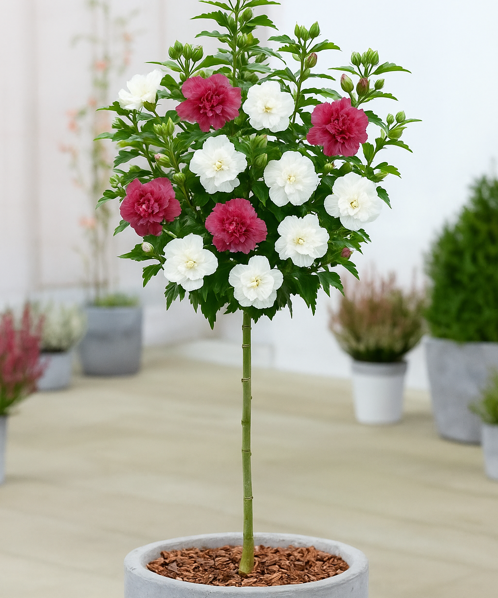 Гібіскус штамбовий махровий двоколірний  (штамб 1 м)