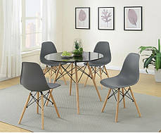 Стілець кухонний зі спинкою Bonro B-173 FULL KD сірий набір 4 шт на ніжках, пластикове сидіння для кухні, дому, їдальні, фото 3