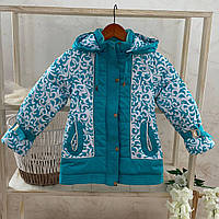 Куртка "Вероніка" Зима з капюшоним Бірюза Плащівка арт.91450492  Зріст 128-60(р)