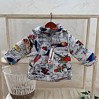 Куртка "Папуга" Весна-Осінь з капюшоним , жилетка 2 в 1 Білий Плащівка арт.91450499 Зріст 92-54(р)