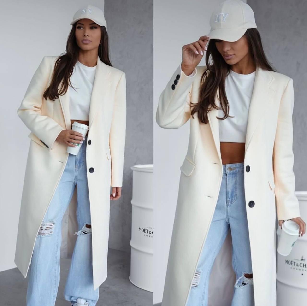 Пальто жіноче на підкладці з кашеміру Модель: 1555-5751 Колір: сірий, чорний, барбі, молоко, мокко, фото 1