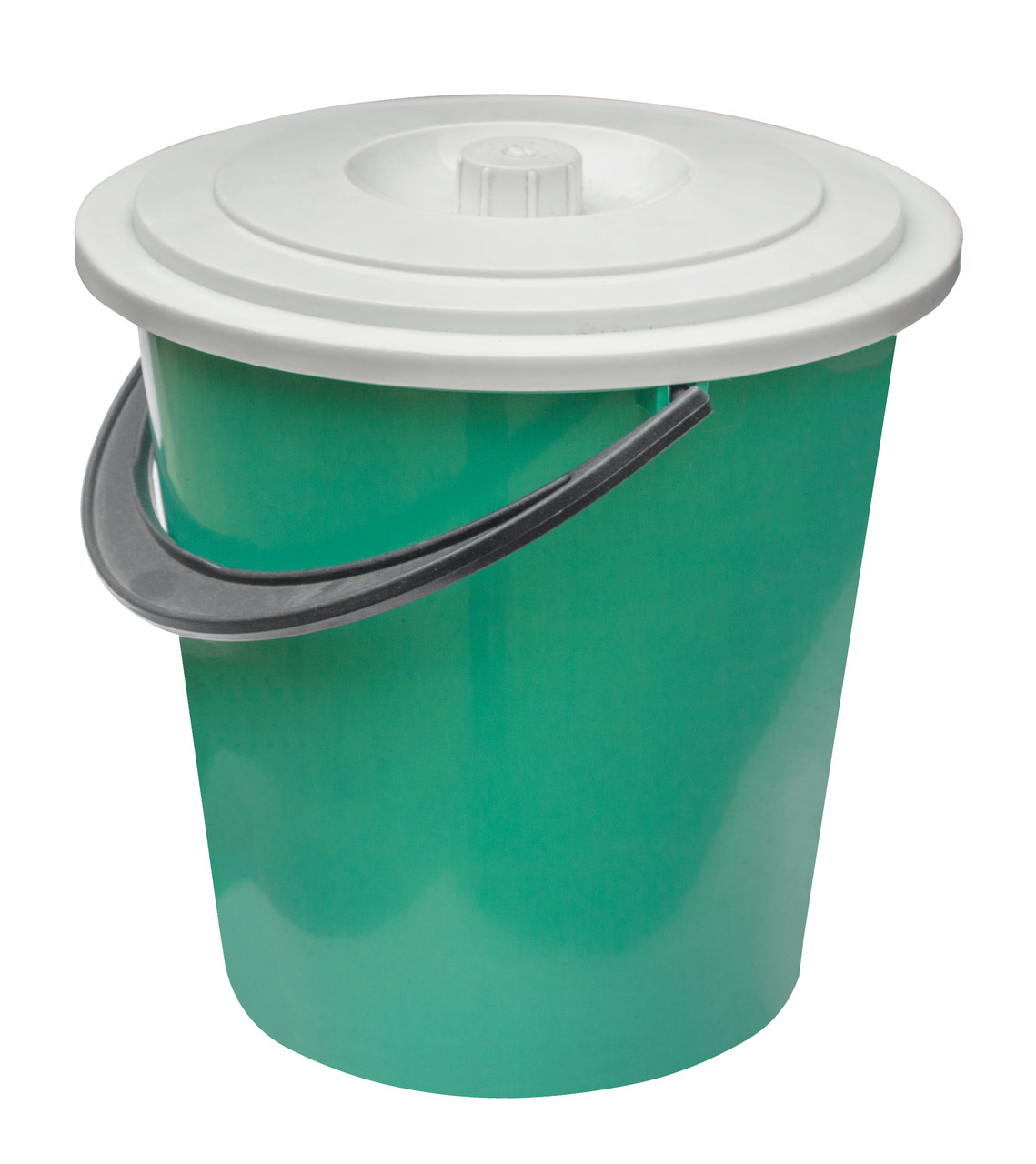 Відро пластикове 10 літрів із кришкою зелене Ø 30 см h=30 см (Юніпласт), фото 1