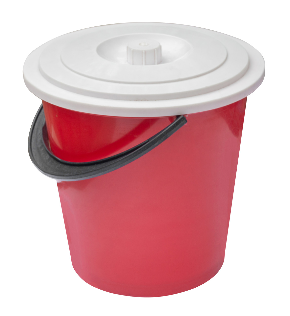 Відро пластикове 10 літрів із кришкою червоне Ø 30 см h=30 см (Юніпласт), фото 1
