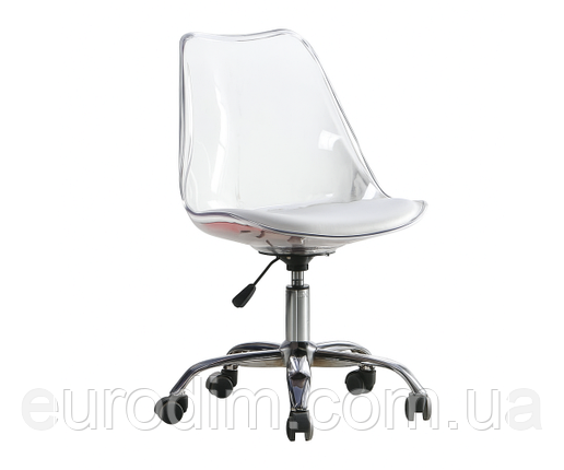 Офісне крісло Астер прозоре з білим сидінням, фото 2