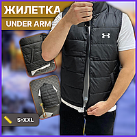Чоловіча осіння весняна жилетка Under Armour тепла стьобана, демісезонна чорна безрукавка осінь весна