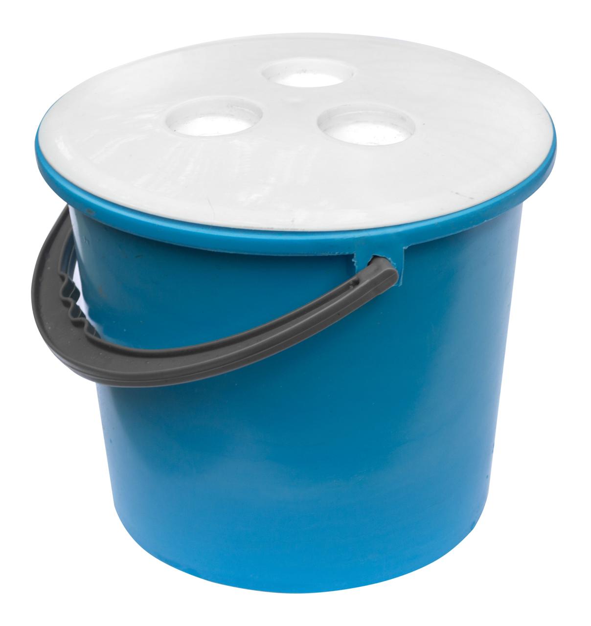 Відро пластикове 8 літрів з кришкою блакитне Ø 27 см h=24 см (Юніпласт), фото 1