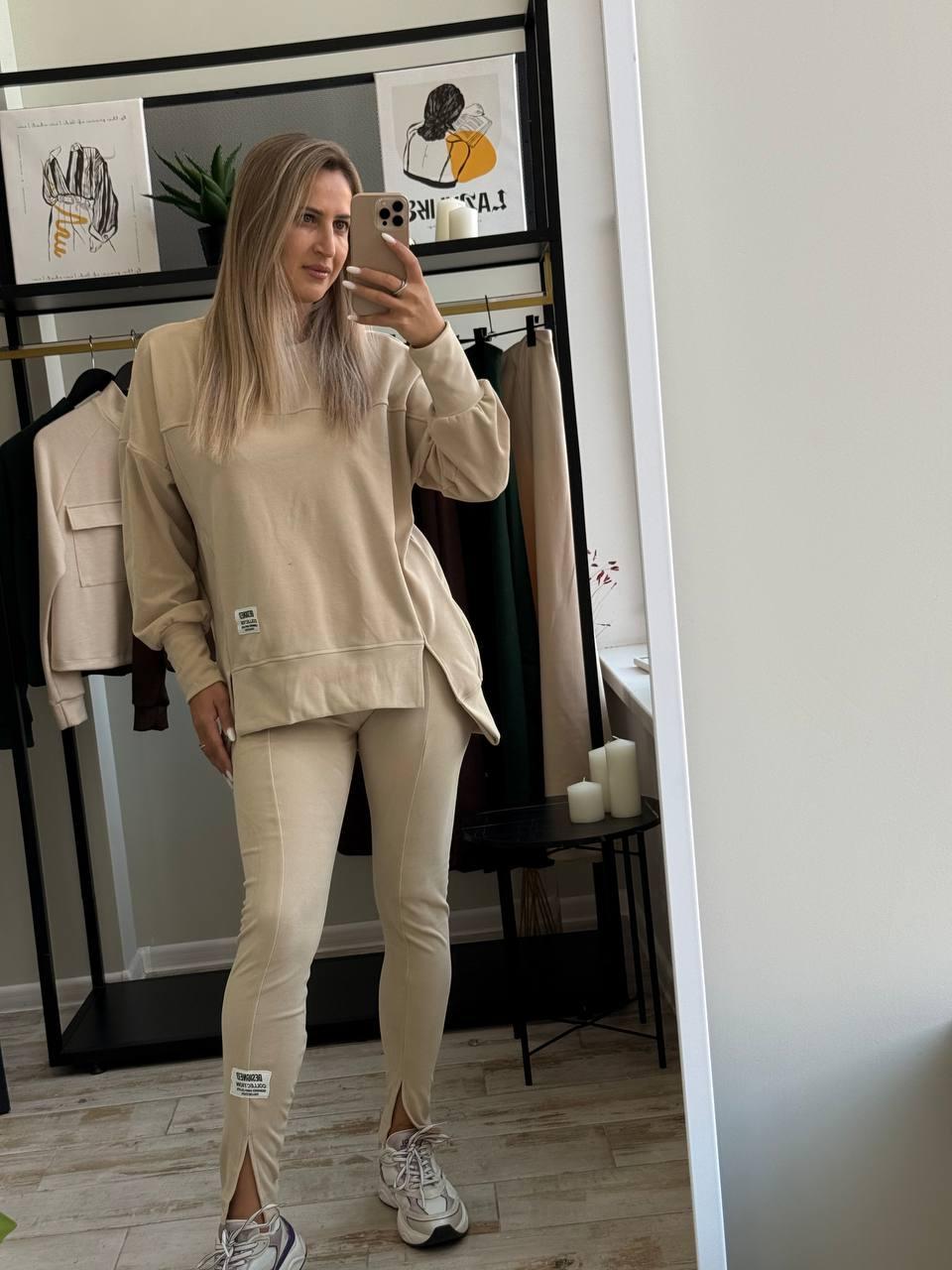 Костюм жіночий худі + легінси Модель: 1555-5733 Колір: сірий, шоколад, чорний, беж, фото 1