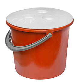 Відро пластикове 8 літрів з кришкою помаранчеве Ø 27 см h=24 см (Юніпласт)