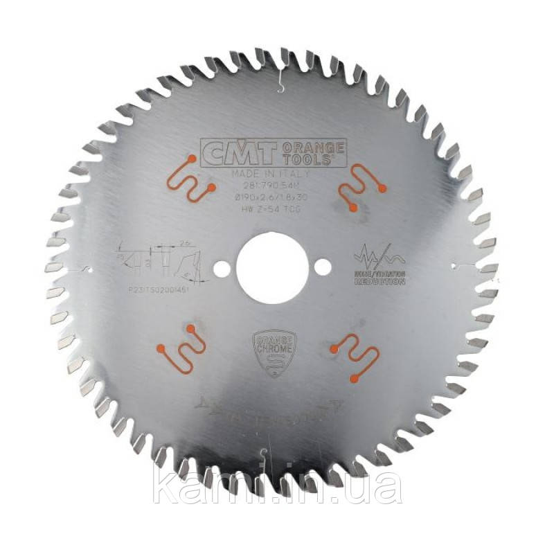 CMT 281.790.54M Пила по HPL та ламінату, HM D=190 K=2,6/1,8 F=30 Z=54 TCG, фото 1