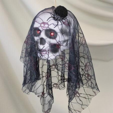 Декор ЧОРНИЙ з ЧЕРВОНИМ підвісний череп Чорна вдова, фото 1