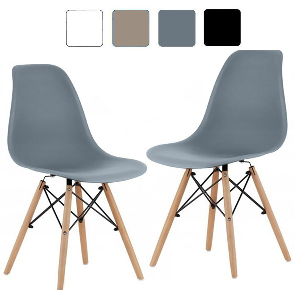 Стілець кухонний зі спинкою Bonro B-173 FULL KD сірий набір 2 шт на ніжках, пластикове сидіння для кухні, дому, їдальні