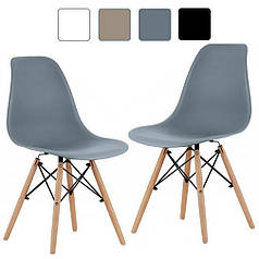 Стілець кухонний зі спинкою Bonro B-173 FULL KD сірий набір 2 шт на ніжках, пластикове сидіння для кухні, дому, їдальні