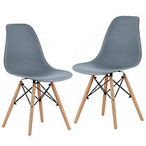 Стілець кухонний зі спинкою Bonro B-173 FULL KD сірий набір 2 шт на ніжках, пластикове сидіння для кухні, дому, їдальні, фото 2