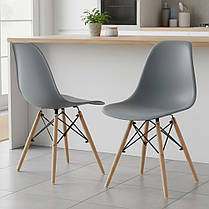 Стілець кухонний зі спинкою Bonro B-173 FULL KD сірий набір 2 шт на ніжках, пластикове сидіння для кухні, дому, їдальні, фото 3