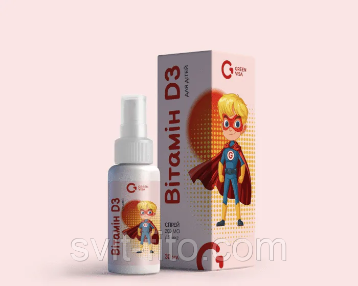 Вітамін D3 для дітей спрей 30мл ГрінВіза, фото 1