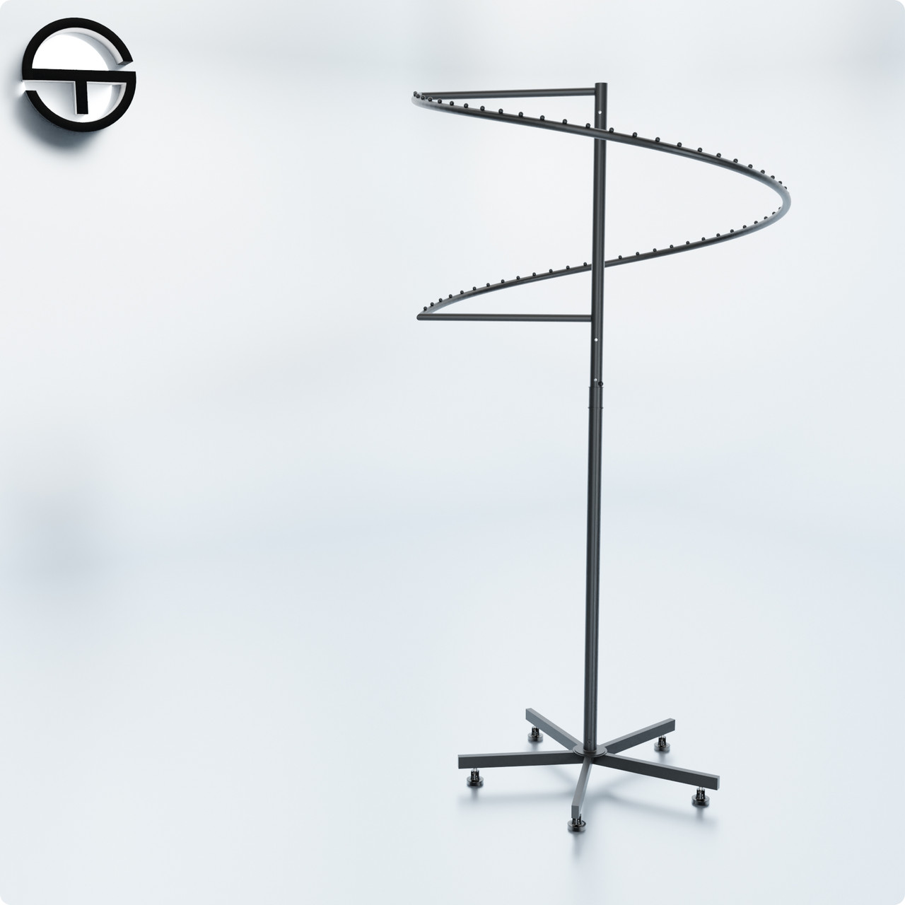 Стійка "SPIRAL" чорна, регульована. Вішало для одягу та аксесуарів для дому та для торгівлі, фото 1