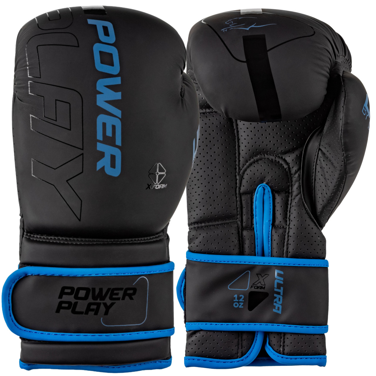 Боксерські рукавиці PowerPlay 3024 Ultra Mat Чорно-Темно сині 10 унцій, фото 1