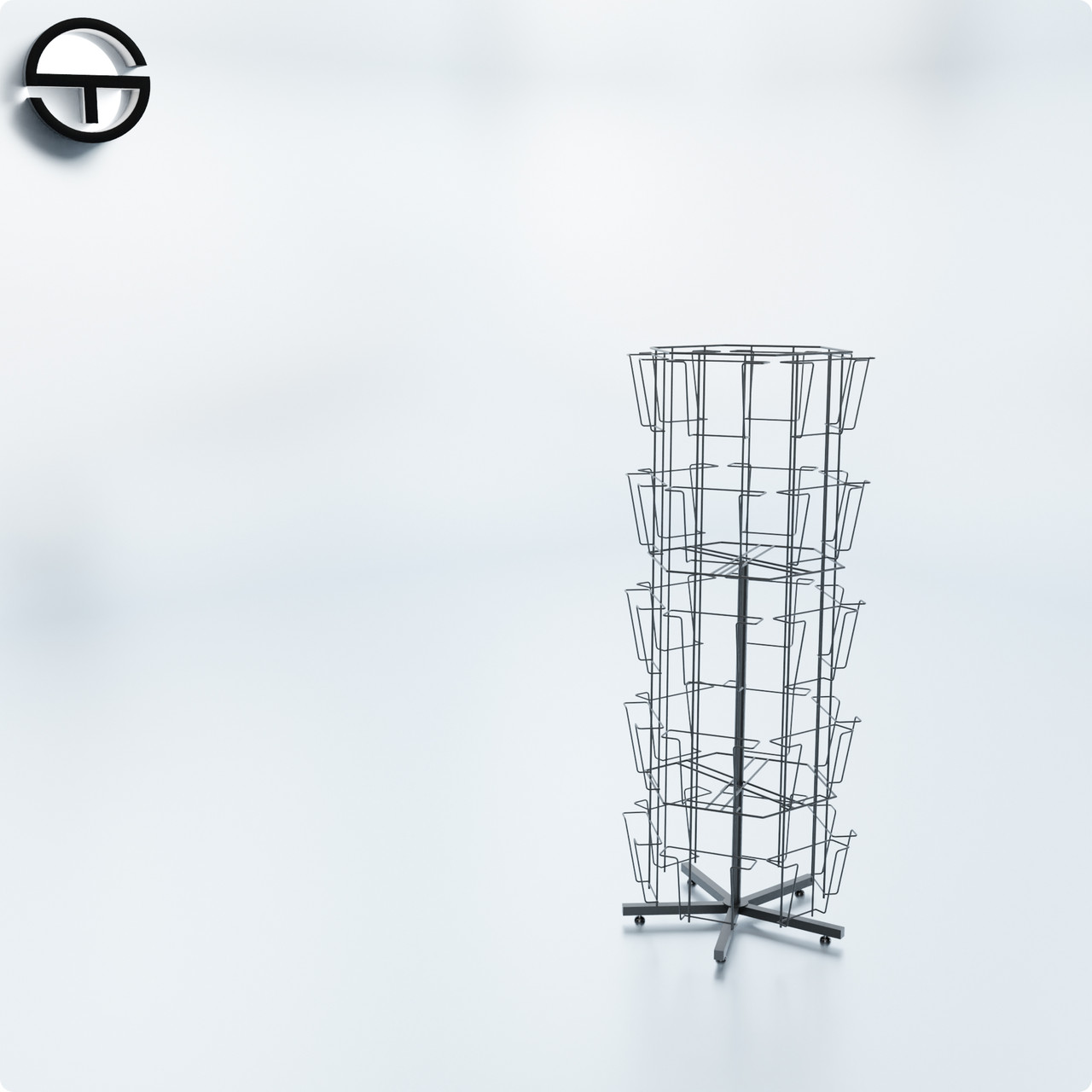 Стійка обертова BENARDO-30, H950 D360 (30 місць, 6 граней, настільна). Торгова рекламна вертушка для аксесуарів, листівок, друку, фото 1