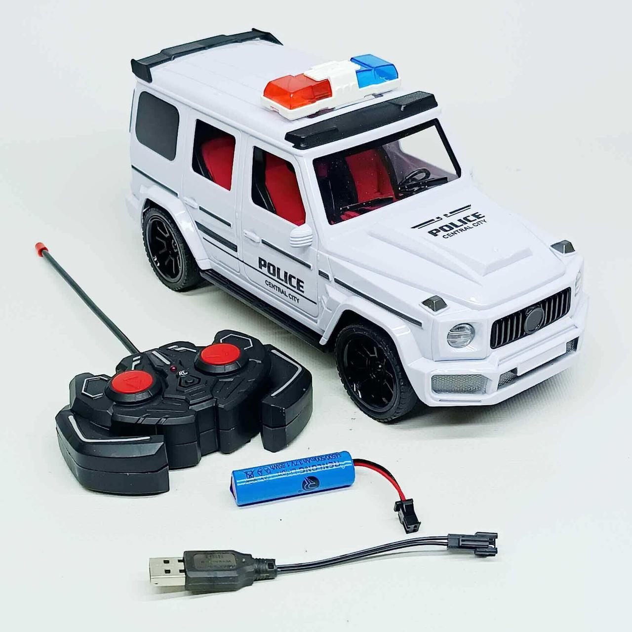 Машинка на радіокеруванні Поліція LM258-201 біла — позашляховик 1:14 з підсвічуванням, акумулятором 3.7V, пульт 27 MHz, фото 1