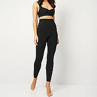 Утеплені безшовні лосини на флісі зимові жіночі термо легінси байка без швів термолосини one size чорний