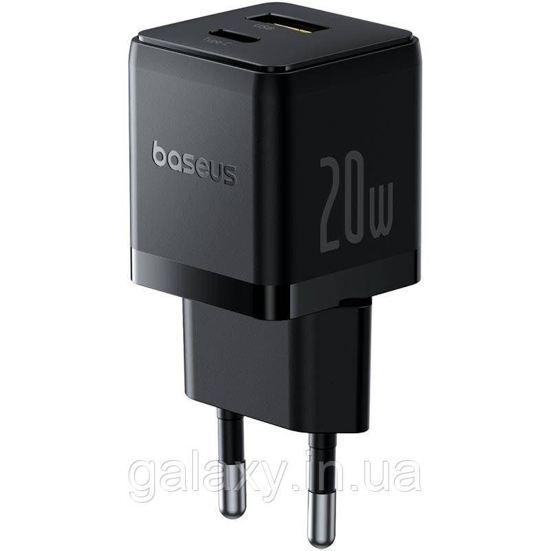 Зарядний пристрій Baseus USB/Type-C PD 20W Palm Fast Charger Black, фото 1