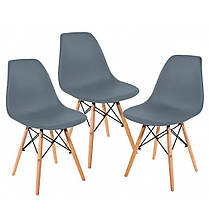 Стілець кухонний зі спинкою Bonro B-173 FULL KD сірий набір3 шт на ніжках, пластикове сидіння для кухні, дому, їдальні, фото 2