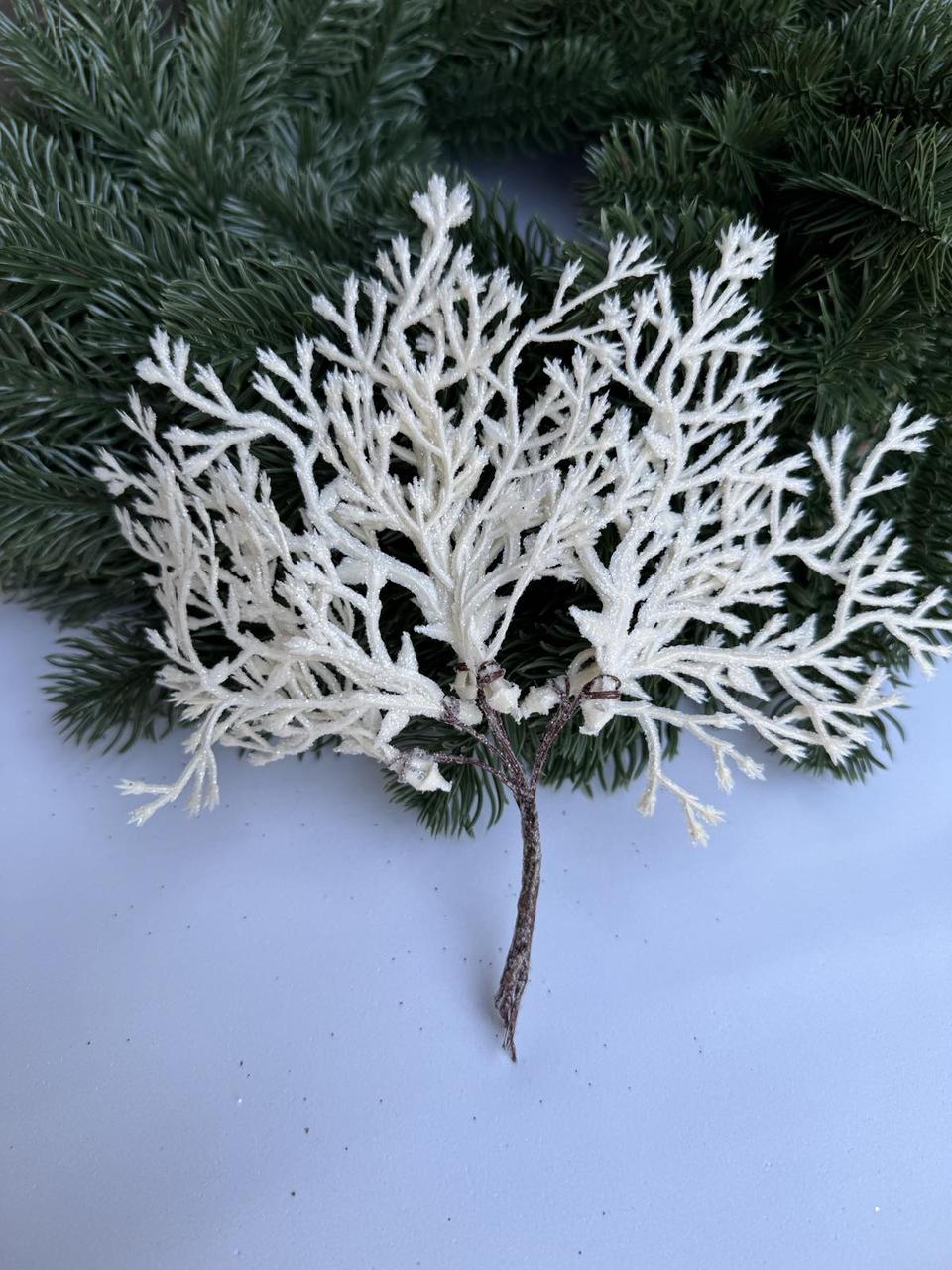 Новорічні квіти та гілки. гілка глітер /висота 20 см