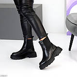 Жіночі зимові коричневі черевики, жіночі шкіряні челсі, жіночі зимові черевики натуральна шкіра, чорні жіночі черевики зимові, фото 6