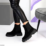 Жіночі зимові коричневі черевики, жіночі шкіряні челсі, жіночі зимові черевики натуральна шкіра, чорні жіночі черевики зимові, фото 10